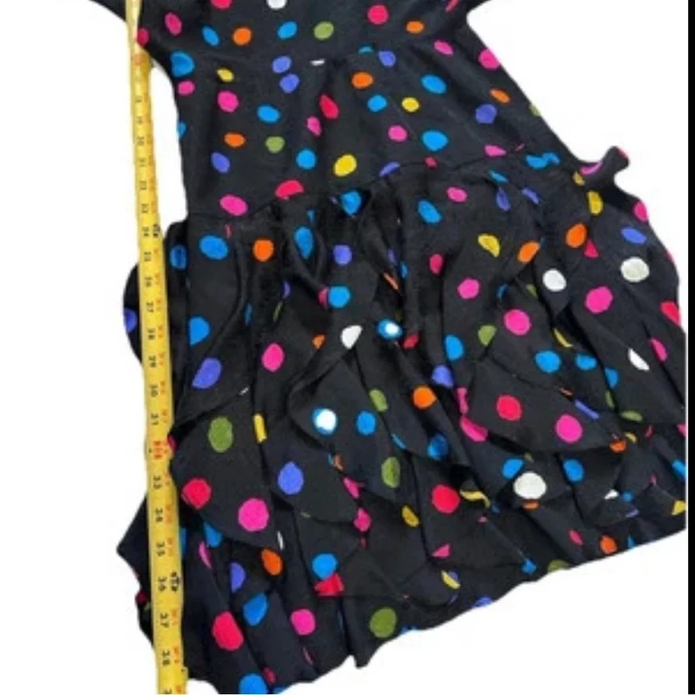 Gillian 100% Silk Vintage 80’s polka dot Ruffle midi Dolman sleeve dress size8 - Picture 10 of 13